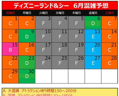ディズニーランド&シー「6月の混雑予想」