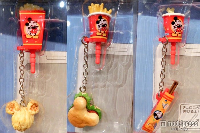 ポップコーン、ミッキーブレッドサンド、チュロスをイメージしたイヤホンジャック