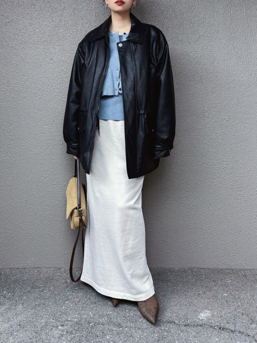 2026春シフト大人女性ロングスカート辛口フェミニンコーデ