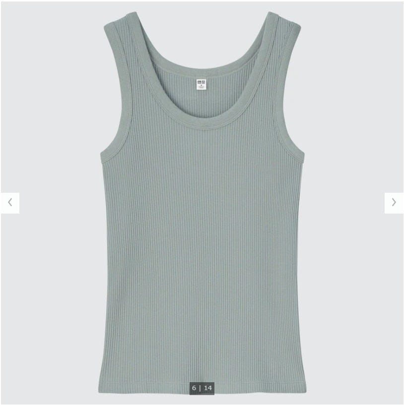 ユニクロ　uniqlo　レディース　アイテム　おすすめ　オススメ　トレンド　人気　コスパ　使える　おしゃれ　お洒落　オシャレ　2022　夏　ノースリーブ　リブタンクトップ　タンクトップ　リブ　グリーン