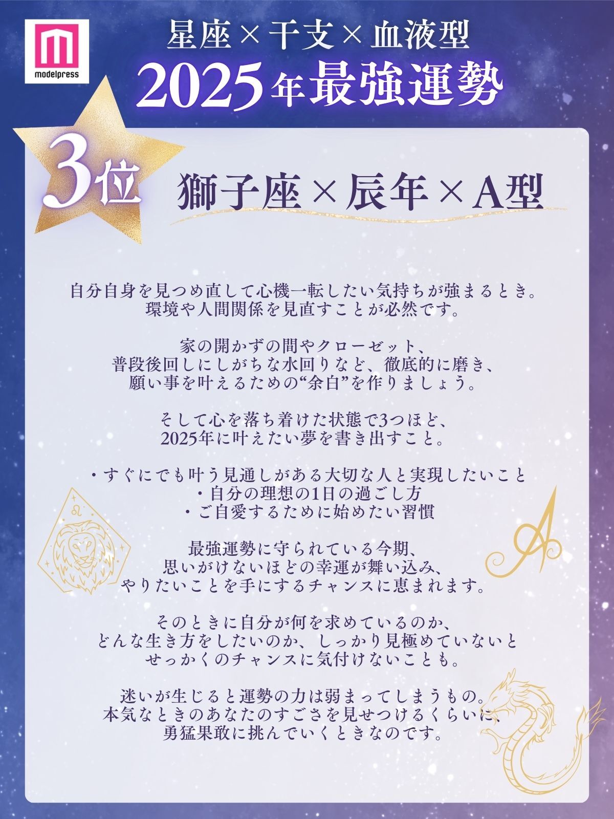 2025年最強運勢占いランキング576位から1位「星座×干支×血液型」を発表 今年最高にツイてるのは？ - モデルプレス