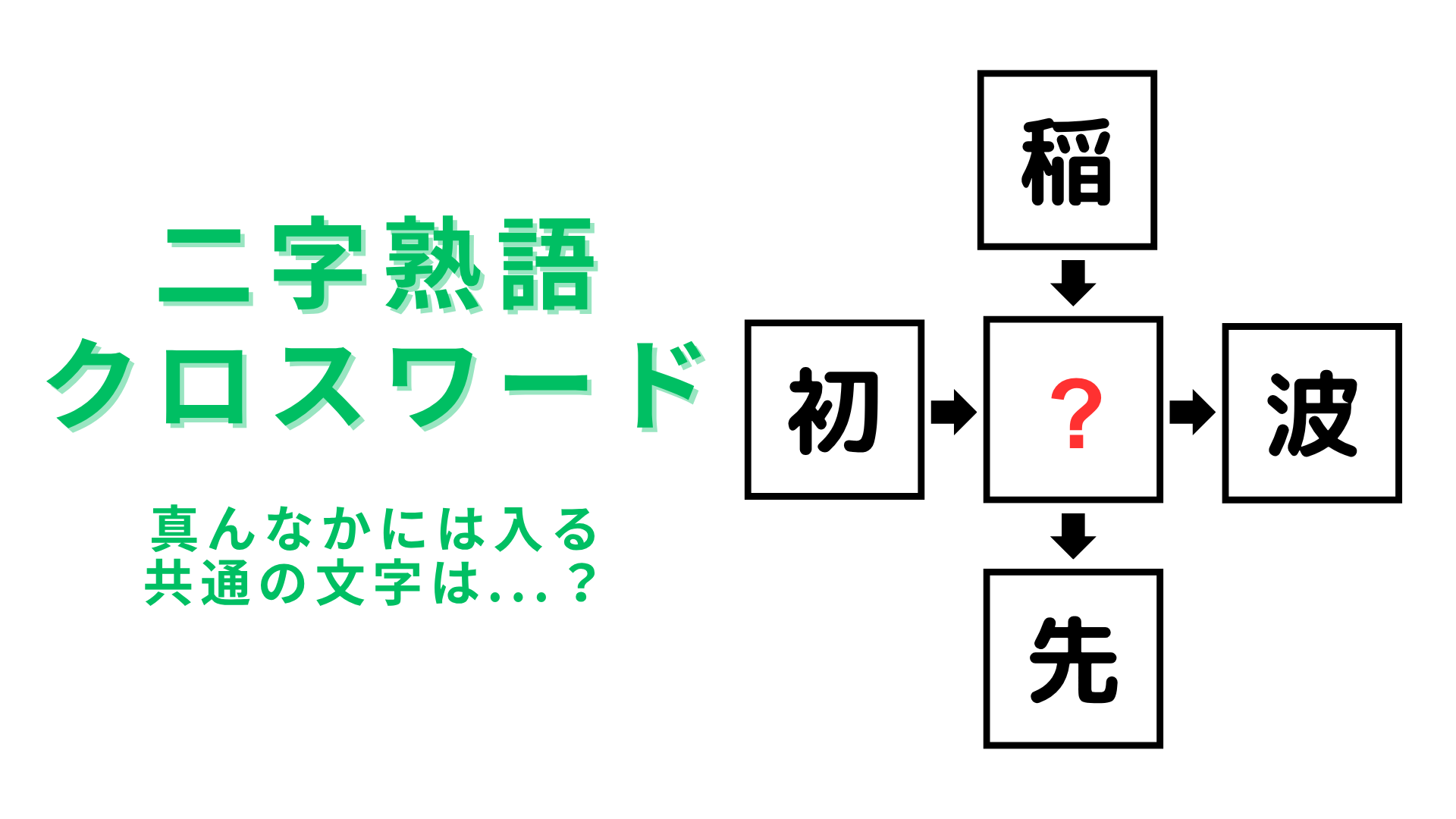 【二字熟語クロスワード】真んなかに入る漢字は？5秒で解けたらやわらか頭！