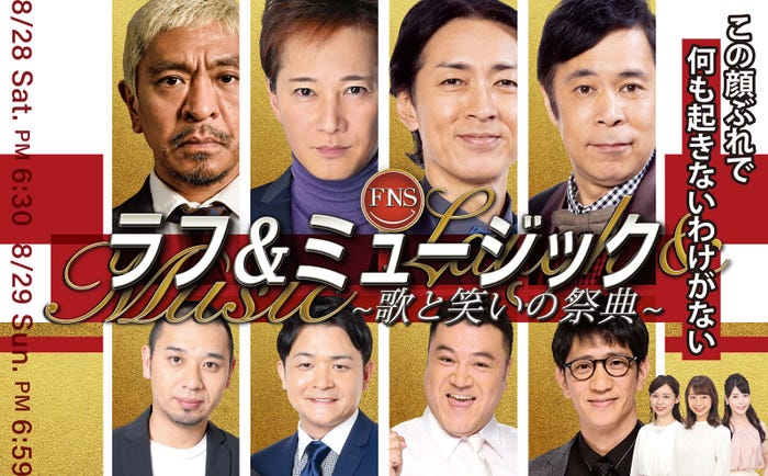 (上段左から)松本人志、中居正広、ナインティナイン(下段左から)千鳥、アンタッチャブル、小山内鈴奈、小室瑛莉子、竹俣紅 (C)フジテレビ