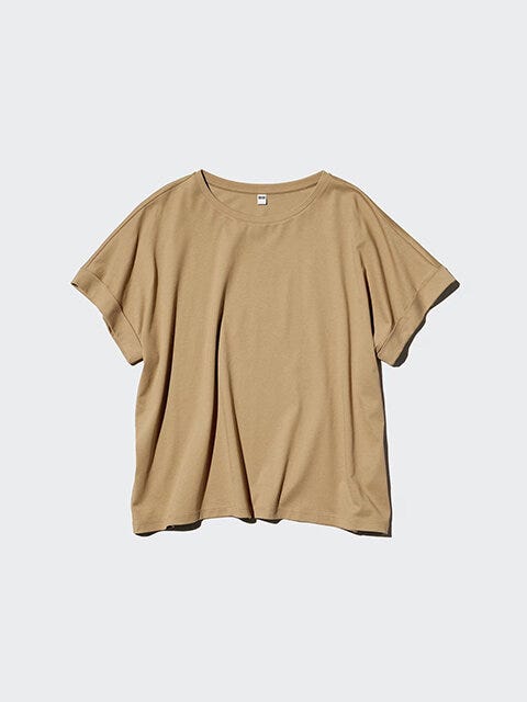 ユニクロ　スムースコットンリラックスT　BEIGE