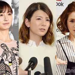 熊本地震にコメントした（左から）篠田麻里子、スザンヌ、紗栄子（C）モデルプレス