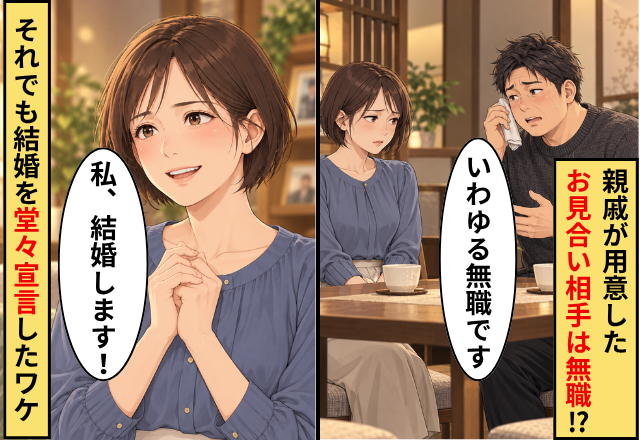 親戚が用意したお見合い。しかし男性「いわゆる無職です」⇒それでも「私、結婚します！」堂々宣言したワケ