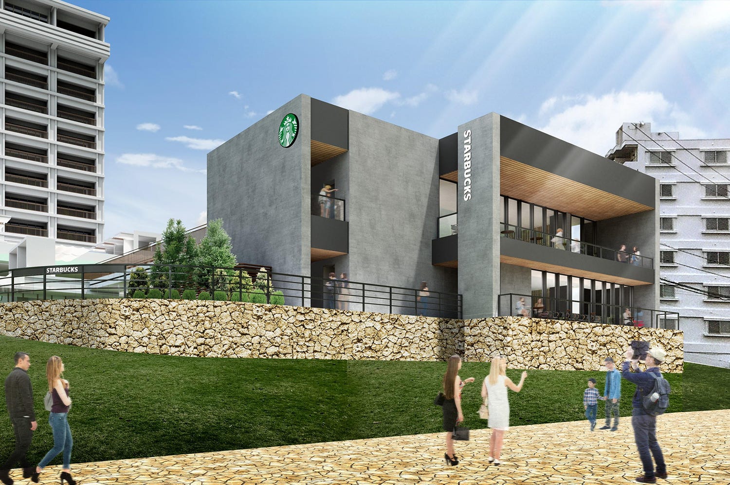 スタバ、沖縄北部にテラス席付きの新店舗 海洋博公園や海を一望