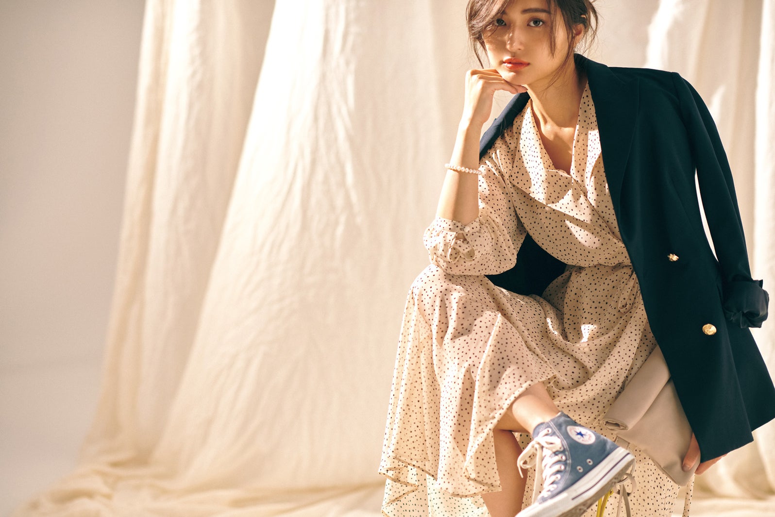 「JJ」10月号「ZARAで見つかる”挑戦トレンド”で#NEW ME!」」山賀琴子（C）西崎博哉＜MOUSTACHE＞（提供画像）