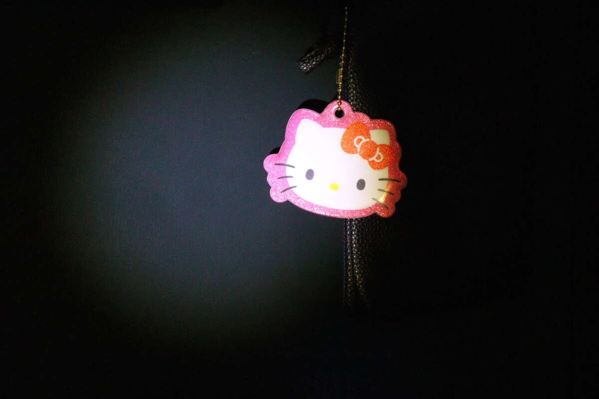 ダイソー 反射キーホルダー キティ ダイソーの反射キーホルダー キティを照らす