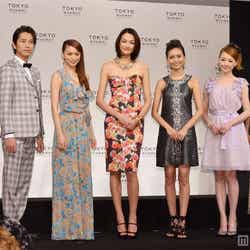 左から:夏川純、谷原章介、蛯原友里、冨永愛、加藤夏希、アユキ、ルナ