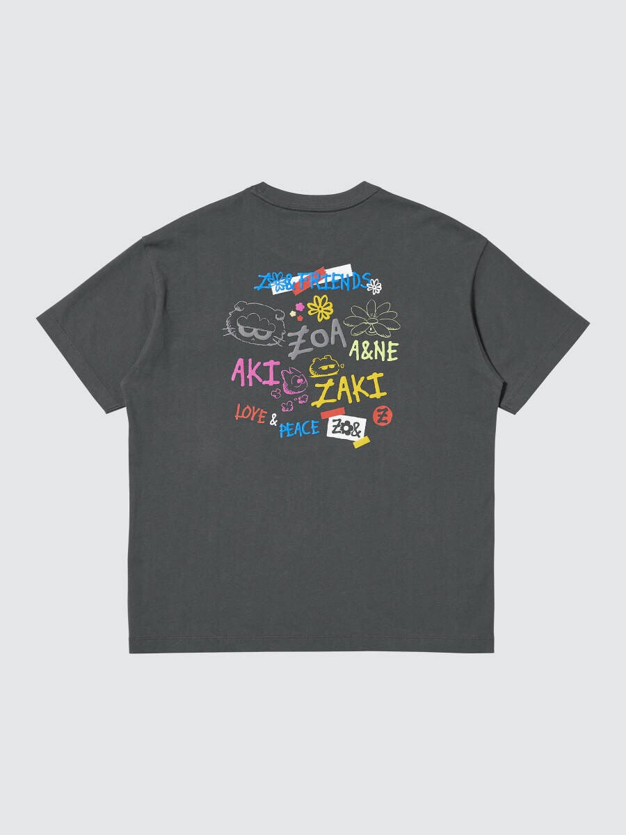 ユニクロUT×ZO＆FRIENDSダークグレーT背面