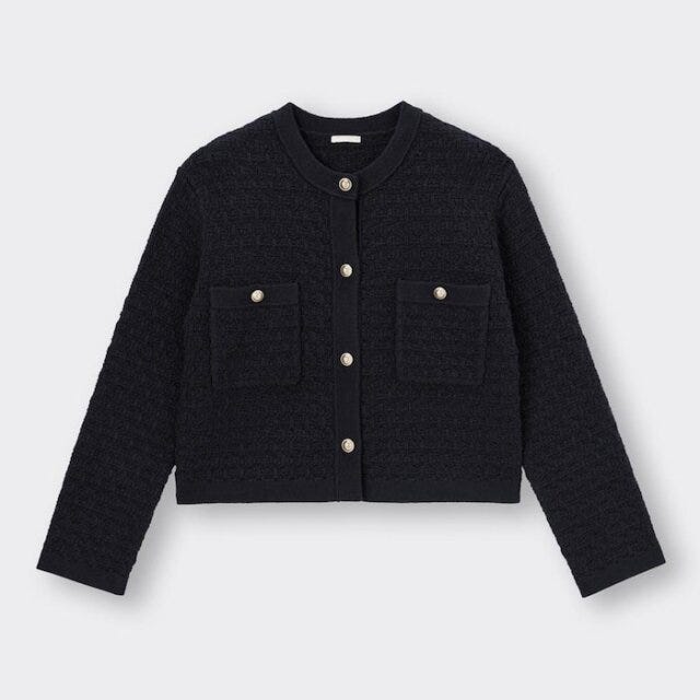 GU　秋の新作アイテム　高見え　ダブルポケットニットジャケット