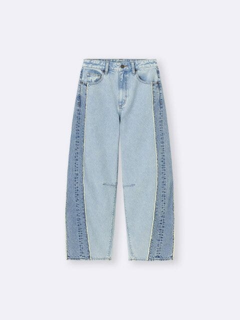 GU 2トーンバレルレッグジーンズ GUの2トーンバレルレッグジーンズ