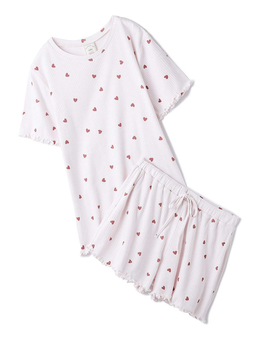ハートモチーフTシャツ＆ショートパンツSET