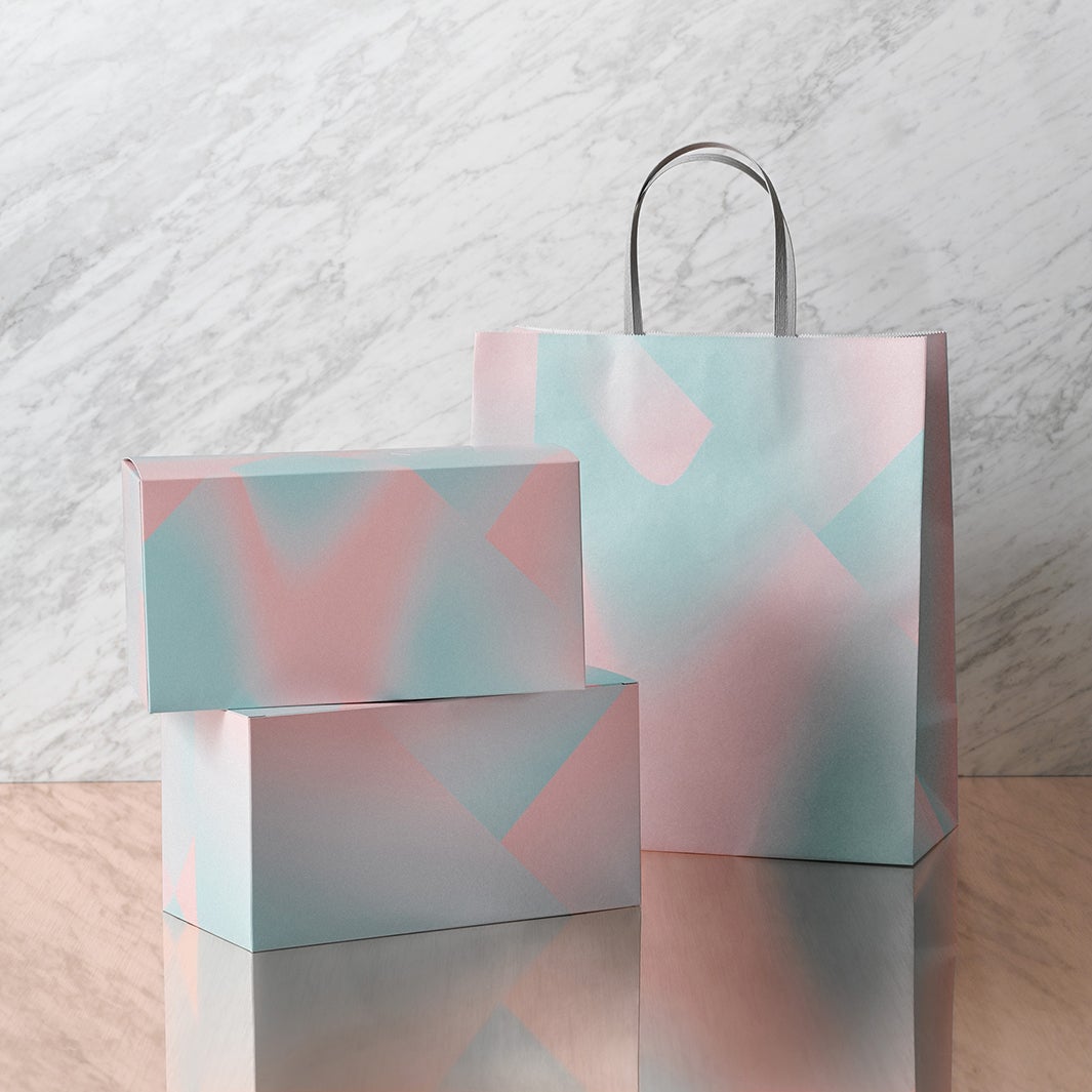 「エメラルドグリーン」と「ピンクベージュ」のグラデーションデザインを掛け合わせた／画像提供：BAKE