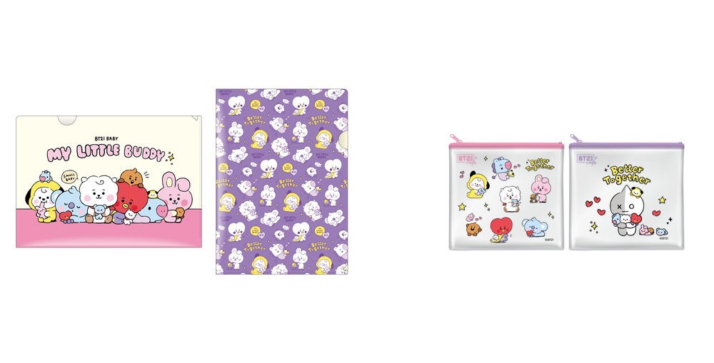 クリアファイル（全2種）税込440円）、クリアポーチ（全2種）税込1,320円（C）BT21