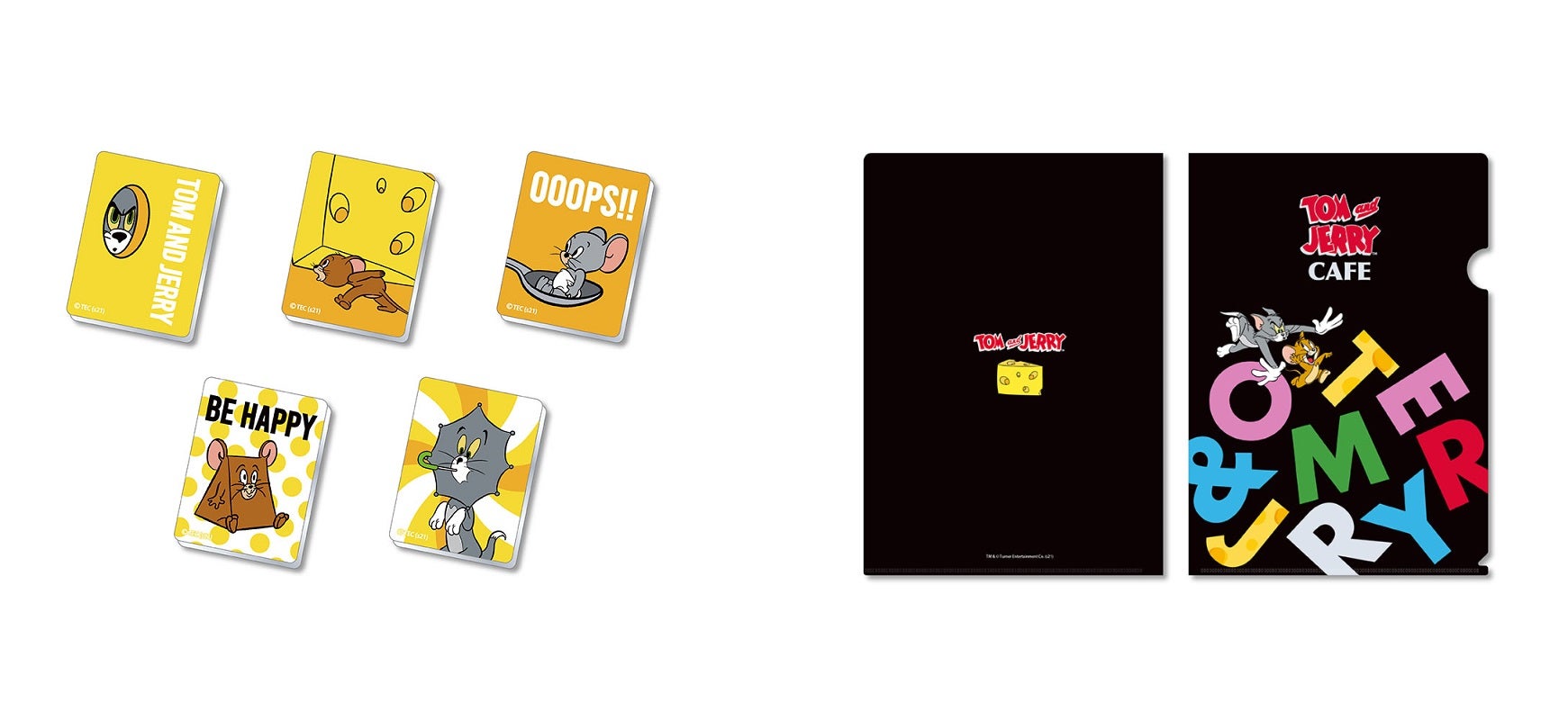 アクリルバッジ（ランダム5種）715円（税込）、クリアファイル385円（税込）／TOM AND JERRY and all related characters and elements （C）＆TM Turner Entertainment Co．（s21）