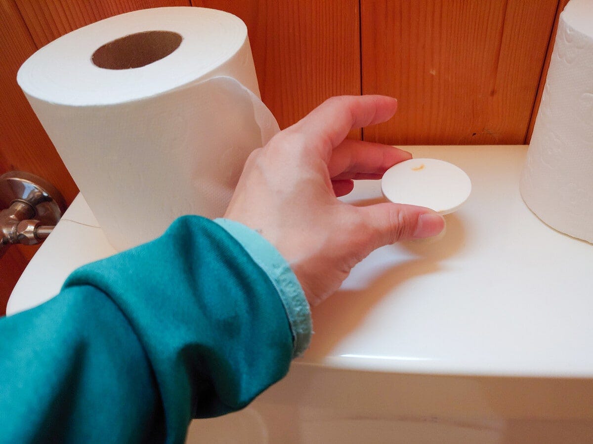 タンク上部のボタンを引っ張り上げて流すタイプ