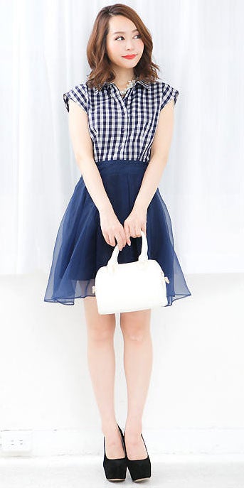 シャツ×オーガンジーフレアドッキングワンピース「神戸レタス」3290円（税込）／画像提供：神戸レタス