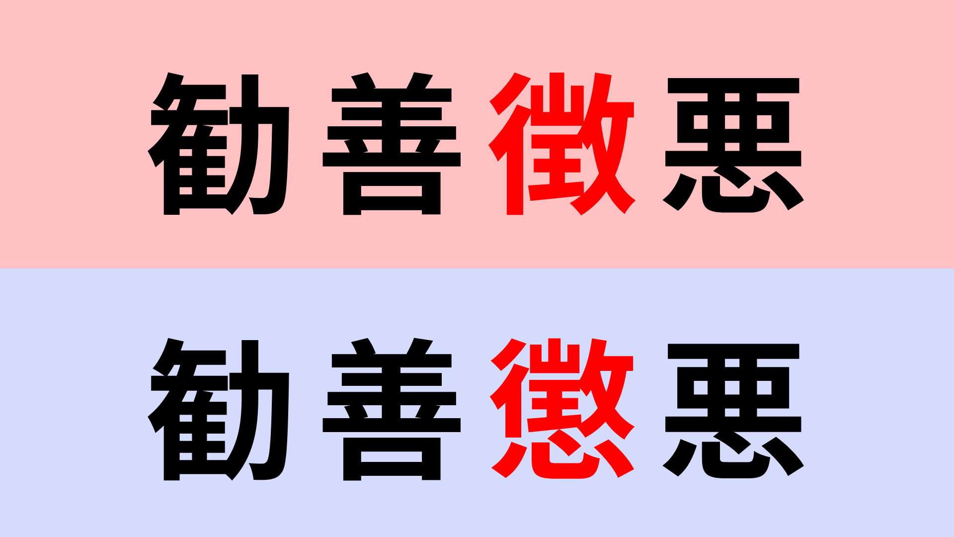 【漢字クイズ】「勧善徴悪」or「勧善懲悪」正解はどっち？意味を考えればわかるはず！