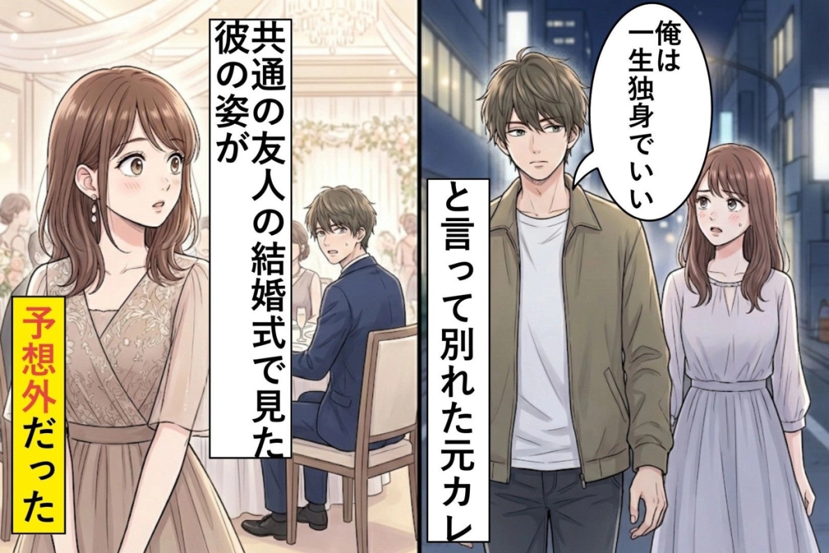 「俺は一生独身でいい」と言って別れた元カレ→共通の友人の結婚式に一人で来ていた彼の表情が忘れられない