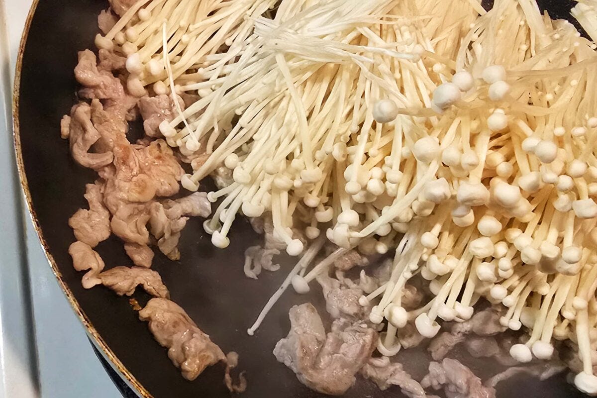 豚こまとえのきのオイポン炒め・えのき