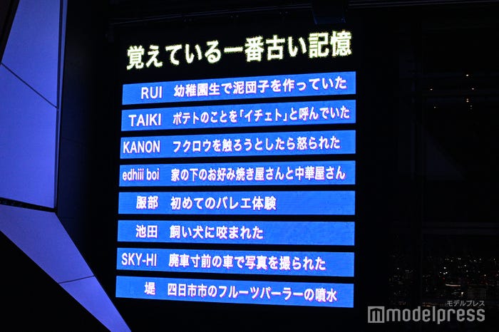 登壇者の「覚えている1番古い記憶」一覧(C)モデルプレス