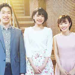 （左から）水谷隼選手、新垣結衣、石川佳純選手（C）2017『ミックス。』製作委員会