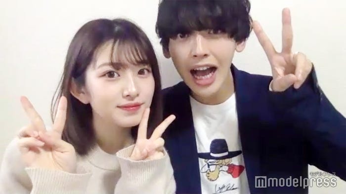 結婚時のリモートインタビューより/青木菜花、梶田冬磨さん(C)モデルプレス