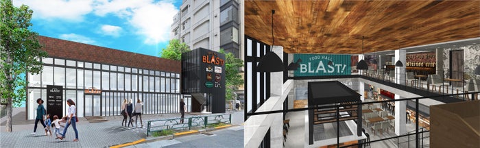 天井が6mと開放的な「FOOD HALL BLAST！TOKYO」のイメージ／画像提供：K＆BROTHERS