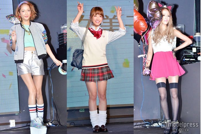 15人の人気モデルらが歴代ギャルを再現/安井レイ、くみっきー、根本弥生(左から)