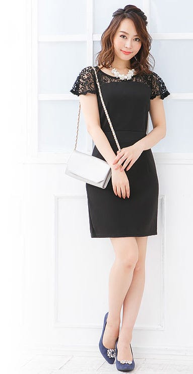 ポンチ素材×レース切替☆バイカラードレスワンピース「神戸レタス」3,290円(税込)/画像提供:神戸レタス