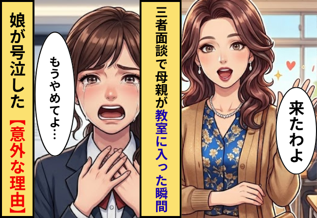 娘の三者面談で…母が教室に入った瞬間⇒「もうやめてよ…」娘が号泣した【意外な理由】