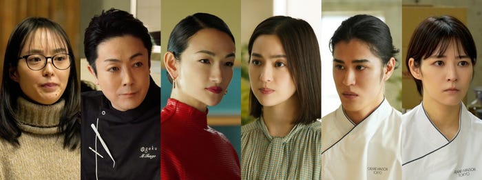 (左から)朝倉あき、尾上菊之助、冨永愛、中村アン、寛一 郎、吉谷彩子(C)TBS