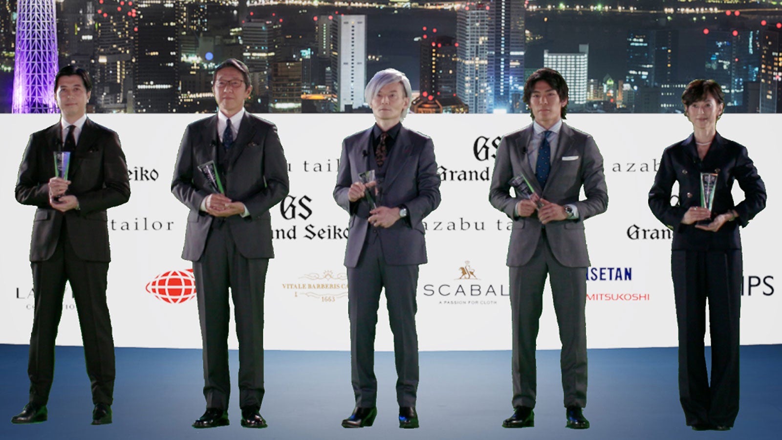 （左から）、高島宏平氏、岩元美智彦氏、宮田裕章氏、楢崎智亜選手、鈴木保奈美（提供写真）