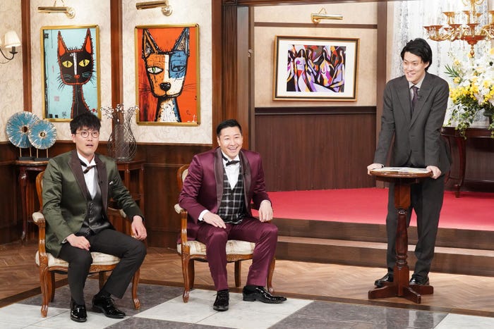 (左から)菊田竜大、長田庄平、粗品 (C)フジテレビ