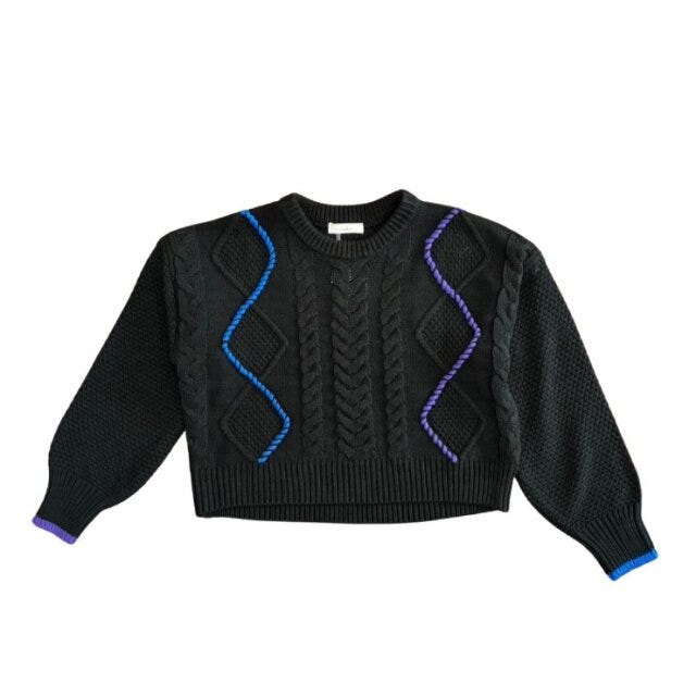 ステッチ使いケーブル柄ニット 2025しまむら冬コラボステッチ使いケーブル柄ニット