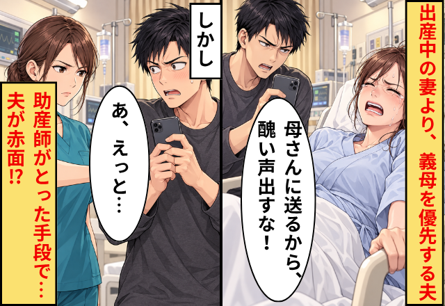 出産中の妻を動画に撮り…夫「母さんに送るから、醜い声出すな！」しかし⇒助産師がとった手段で、夫「あ、えっと…」
