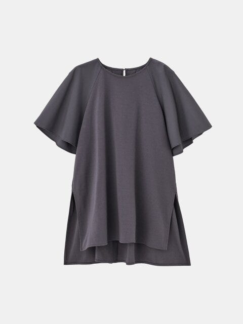フレアスリーブチュニックTシャツ 2025plst夏値下げフレアスリーブチュニックTシャツ