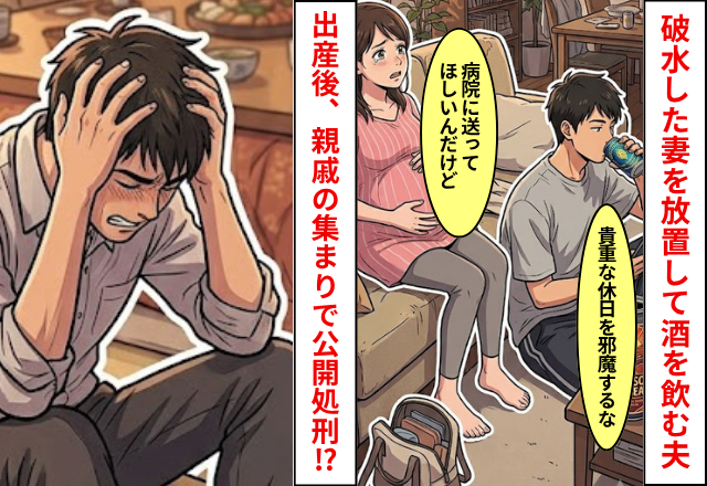 破水した妻を放置して酒を飲む夫！だが出産後⇒親戚の集まりで妻が夫を【公開処刑】した話