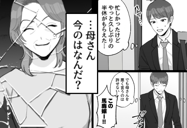 嫁いじめを頑なに信じなかった夫。しかし【ガチャ】偶然見た“尋常じゃない光景”に「母さん…今の…」