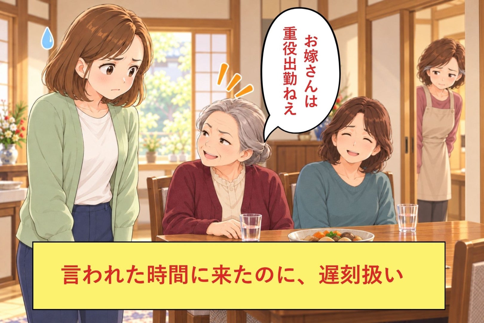 言われた時刻どおりに義実家へ着いた私に「お嫁さんは重役出勤ねえ」→義母が私にだけ送っていた時刻