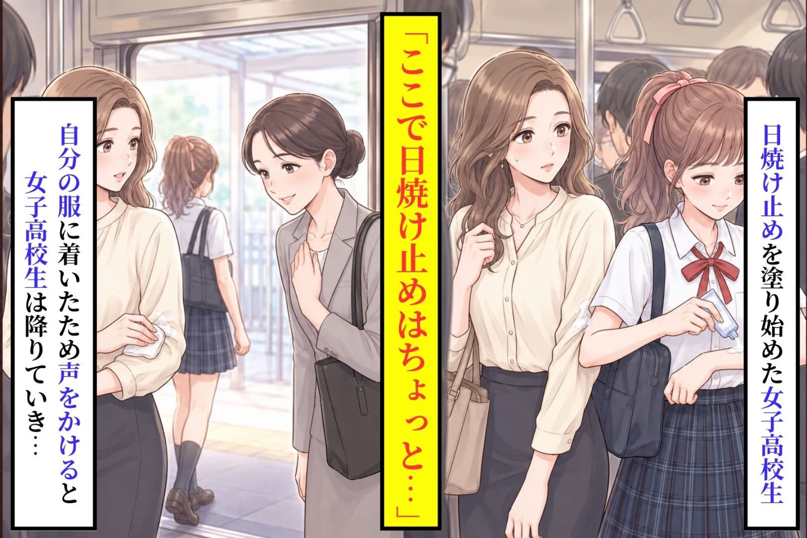 車内で日焼け止めを塗った私。降車後に待った一言