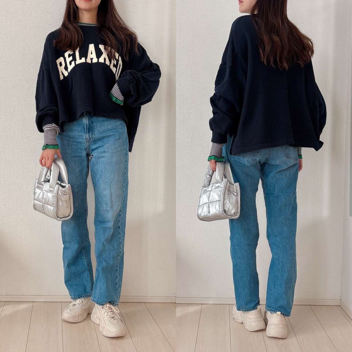 BONLECILL至福のカヌレニットのスウェットレイヤードコーデ