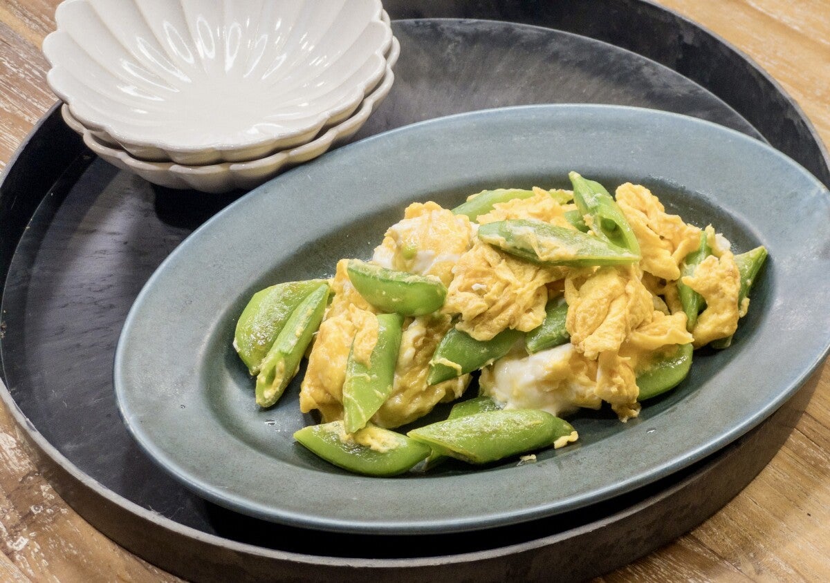 旬の野菜で爆速おかず！10分で完成！スナップエンドウの卵炒めのレシピ