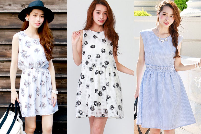 大人の上品肌見せ！爽やか「ノースリワンピ」で梅雨を乗り切る