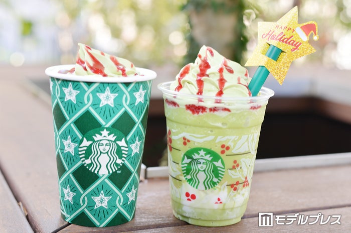 （左から）ピスタチオ クリスマス ツリー、ピスタチオ クリスマス ツリー フラペチーノ （C）ビューティーガール
