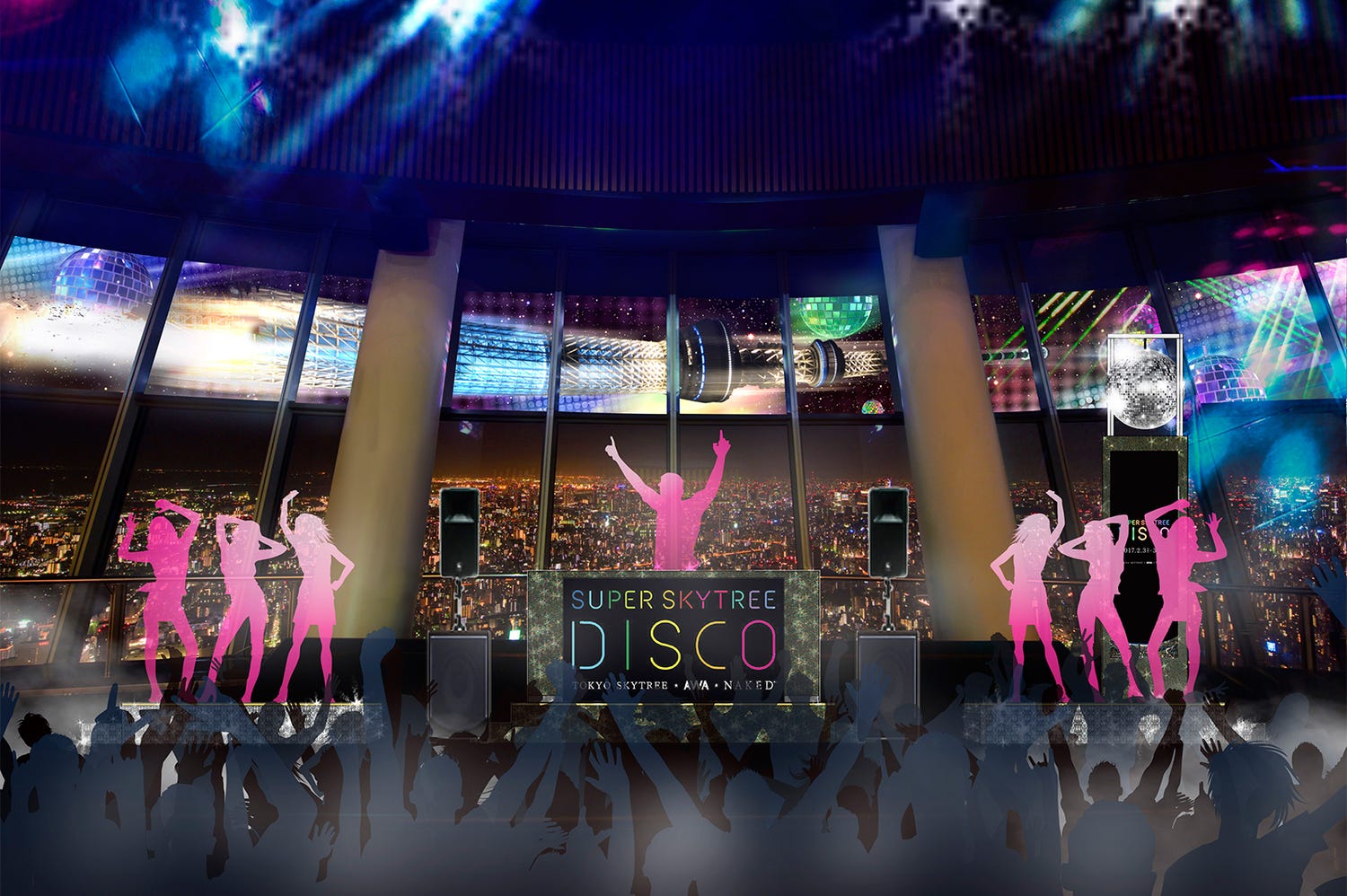 東京スカイツリー展望台がディスコに!80年代の音楽が蘇る お立ち台&ミラーボールも