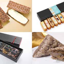 （左下から時計回り） 「かりんとう3個箱」、「銀のぶどうのチョコレートサンド＜アーモンド＞」、東京駅限定今月のワッフル10個セット」、「東京ジャンドゥーヤチョコパイ」