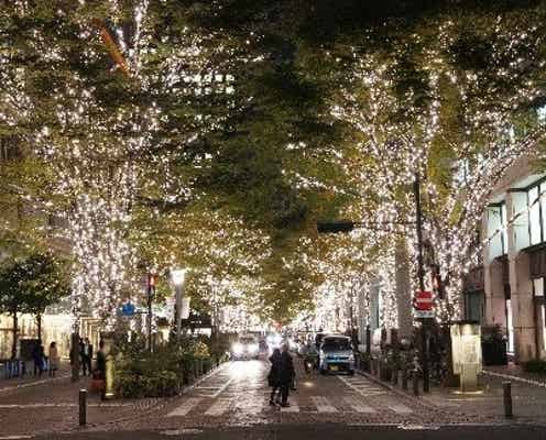 「丸の内イルミネーション2019」冬の街にシャンパンゴールドイルミ100万球輝く